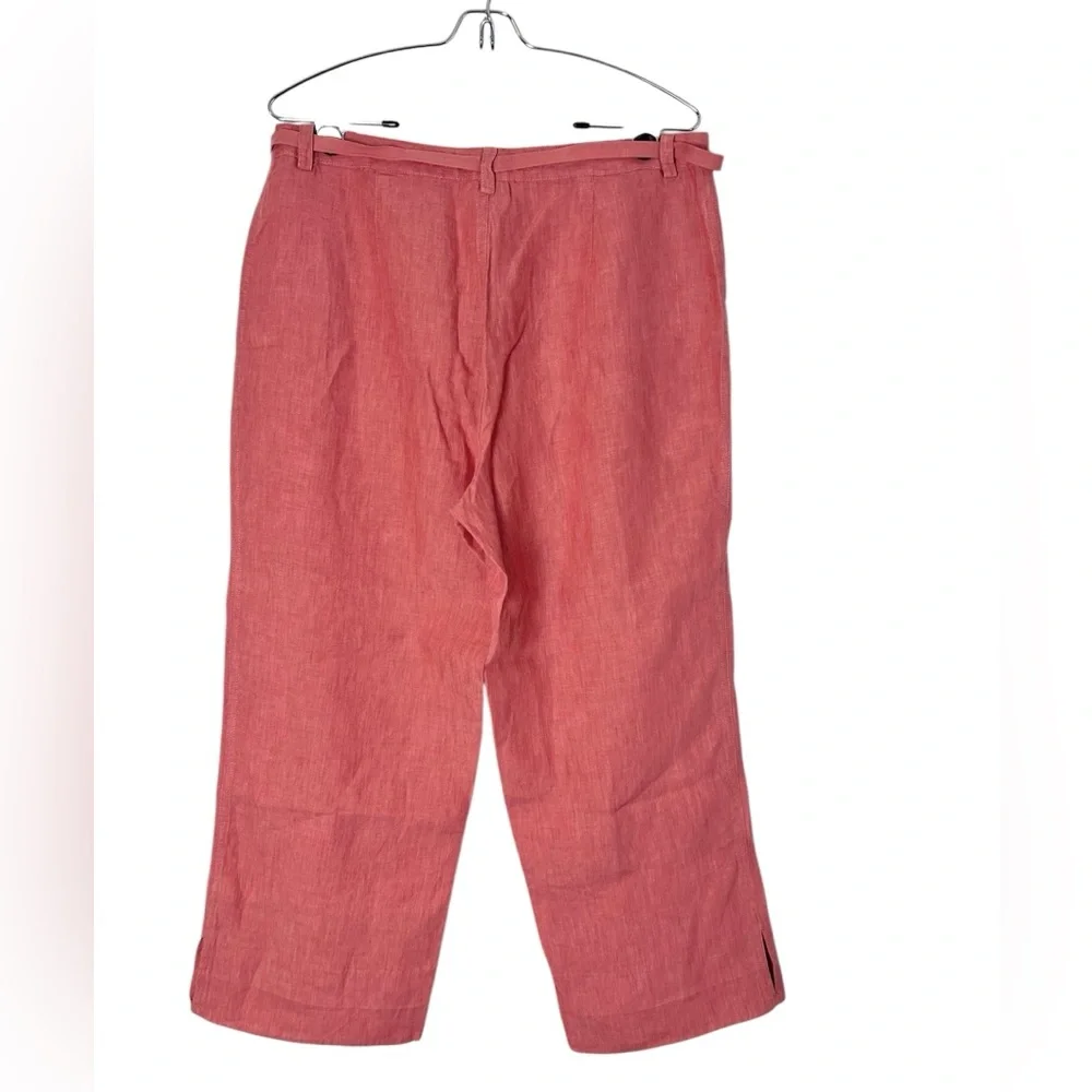 Linden Hill 100% linen pants Size 12 cropped Melon‎ orange euro summer coastal